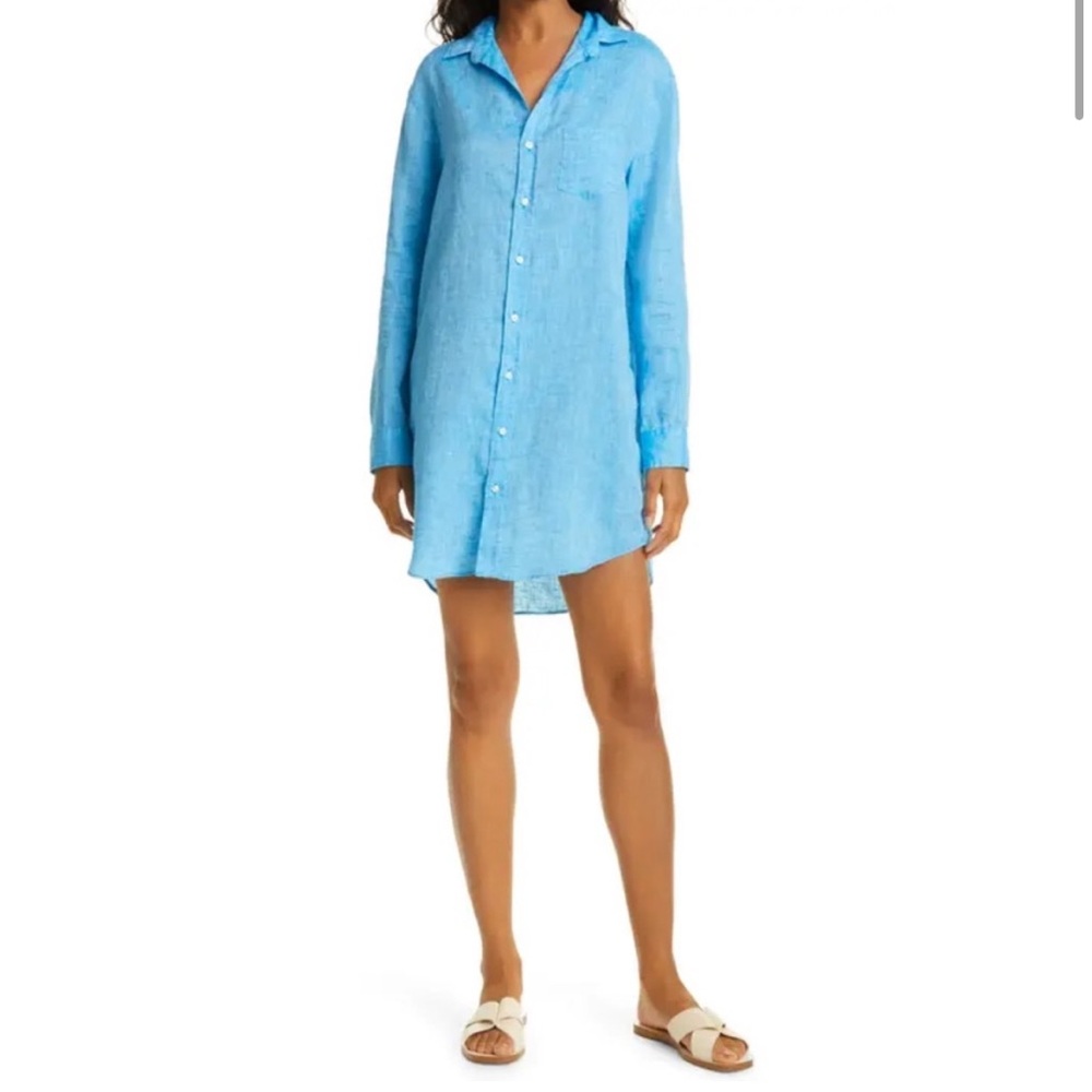 Frank & Eileen Light Blue Linen Shirt Dress